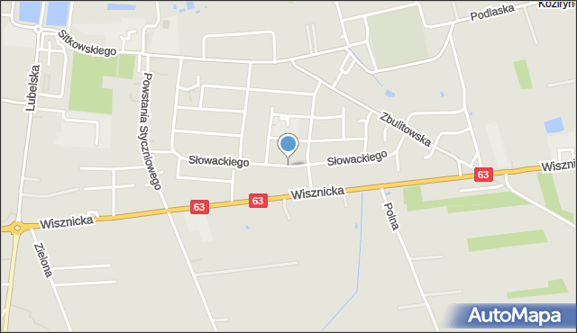 Radzyń Podlaski, Słowackiego Juliusza, mapa Radzyń Podlaski