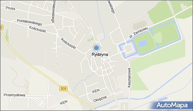 Rydzyna powiat leszczyński, Słowackiego Juliusza, mapa Rydzyna powiat leszczyński