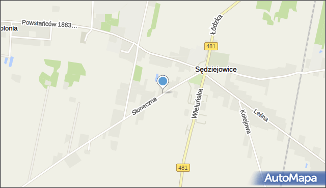 Sędziejowice powiat łaski, Słoneczna, mapa Sędziejowice powiat łaski