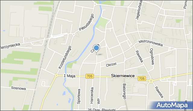 Skierniewice, Słoneczna, mapa Skierniewic