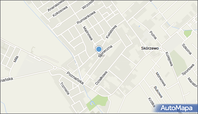 Skórzewo gmina Dopiewo, Słoneczna, mapa Skórzewo gmina Dopiewo