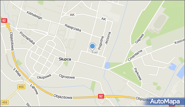 Słupca, Słoneczna, mapa Słupca