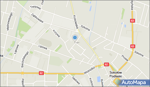 Sokołów Podlaski, Słoneczna, mapa Sokołów Podlaski