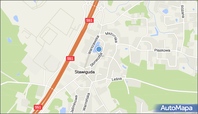 Stawiguda, Słoneczna, mapa Stawiguda