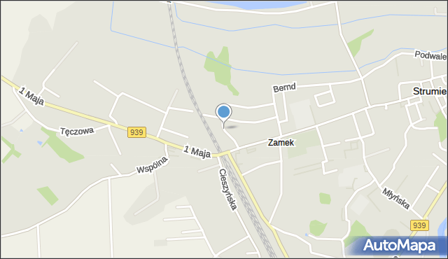 Strumień powiat cieszyński, Słoneczna, mapa Strumień powiat cieszyński