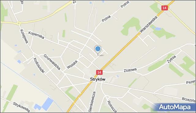 Stryków powiat zgierski, Słowackiego Juliusza, mapa Stryków powiat zgierski