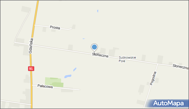 Subkowy, Słoneczna, mapa Subkowy