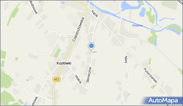 Szczerców, Słoneczna, mapa Szczerców