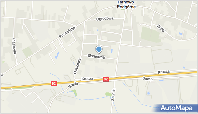 Tarnowo Podgórne, Słoneczna, mapa Tarnowo Podgórne
