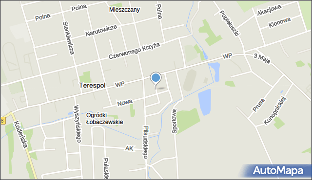 Terespol powiat bialski, Słoneczna, mapa Terespol powiat bialski