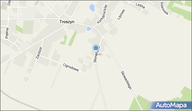 Troszyn powiat ostrołęcki, Słoneczna, mapa Troszyn powiat ostrołęcki