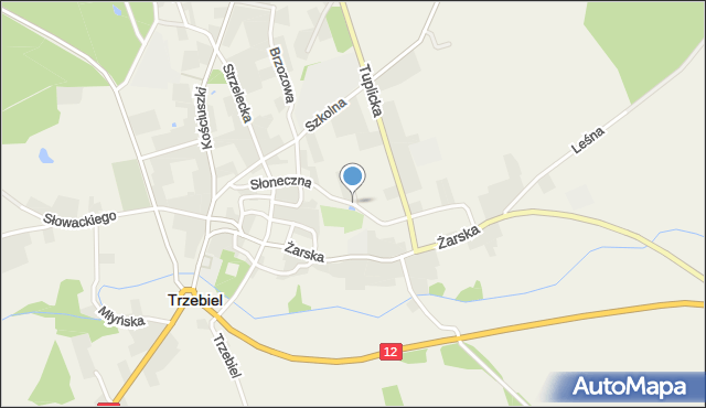 Trzebiel, Słoneczna, mapa Trzebiel