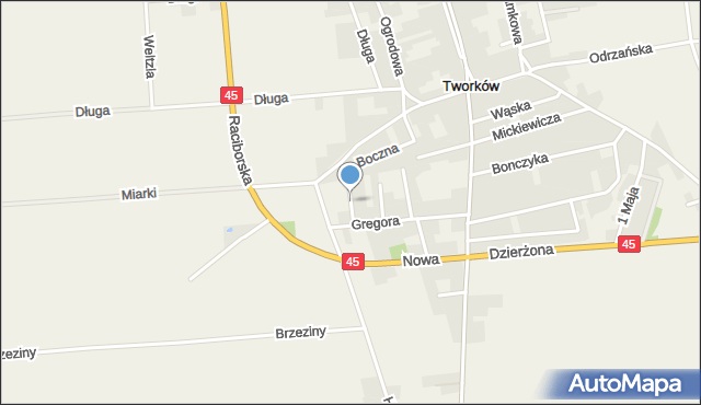 Tworków, Słoneczna, mapa Tworków