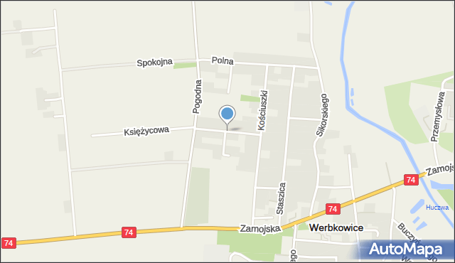 Werbkowice, Słoneczna, mapa Werbkowice