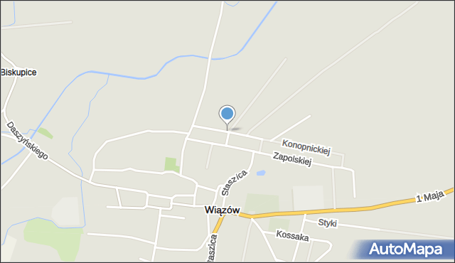 Wiązów, Słowackiego Juliusza, mapa Wiązów