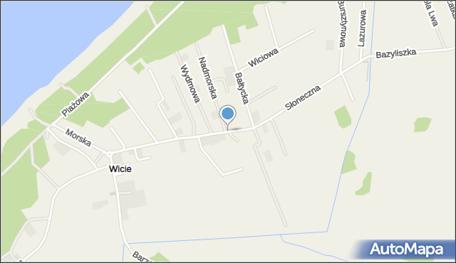 Wicie gmina Darłowo, Słoneczna, mapa Wicie gmina Darłowo