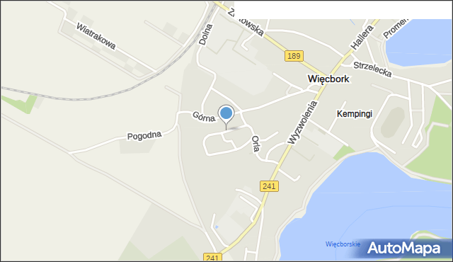 Więcbork, Słoneczna, mapa Więcbork