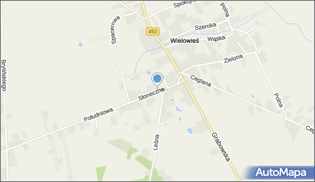 Wielowieś gmina Sieroszewice, Słoneczna, mapa Wielowieś gmina Sieroszewice