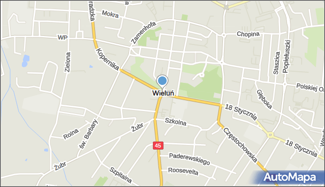 Wieluń, Śląska, mapa Wieluń