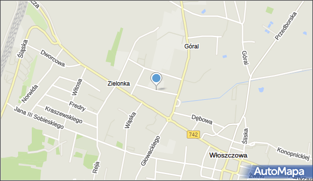 Włoszczowa, Słowackiego Juliusza, mapa Włoszczowa