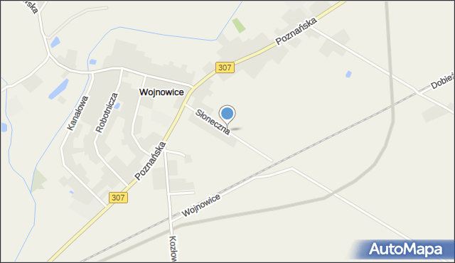 Wojnowice gmina Opalenica, Słoneczna, mapa Wojnowice gmina Opalenica