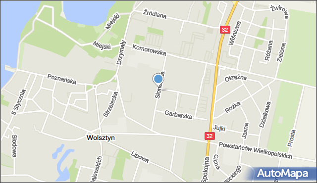 Wolsztyn, Słoneczna, mapa Wolsztyn