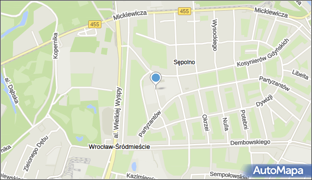 Wrocław, Sławka Walerego, mapa Wrocławia