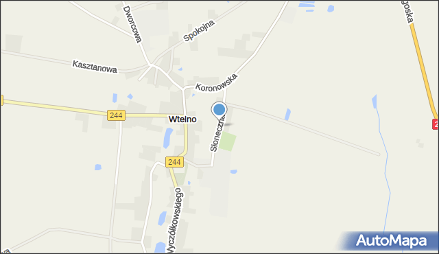 Wtelno, Słoneczna, mapa Wtelno