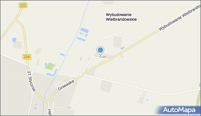 Wybudowanie Wielbrandowskie, Słoneczna, mapa Wybudowanie Wielbrandowskie