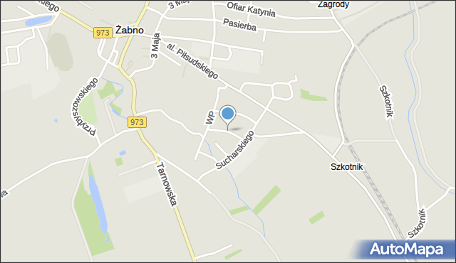 Żabno powiat tarnowski, Słowackiego Juliusza, mapa Żabno powiat tarnowski
