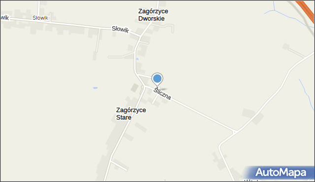 Zagórzyce Stare, Śliczna, mapa Zagórzyce Stare