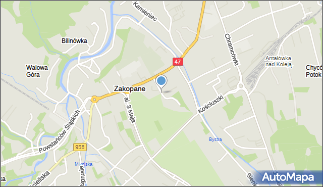 Zakopane, Słoneczna, mapa Zakopanego