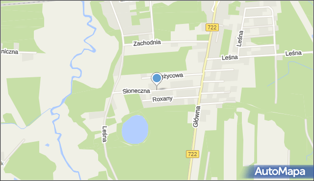 Zawodne, Słoneczna, mapa Zawodne