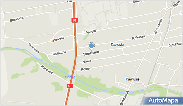 Żywiec, Słoneczna, mapa Żywiec