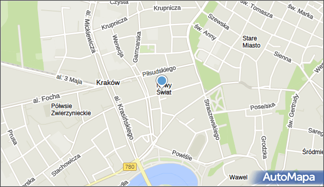 Kraków, Smoleńsk, mapa Krakowa