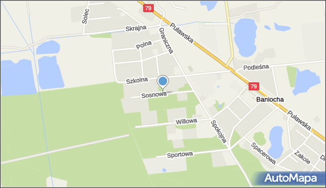 Baniocha, Sosnowa, mapa Baniocha