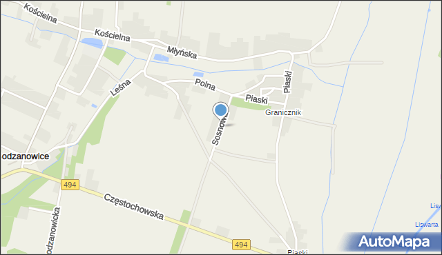 Bodzanowice, Sosnowa, mapa Bodzanowice