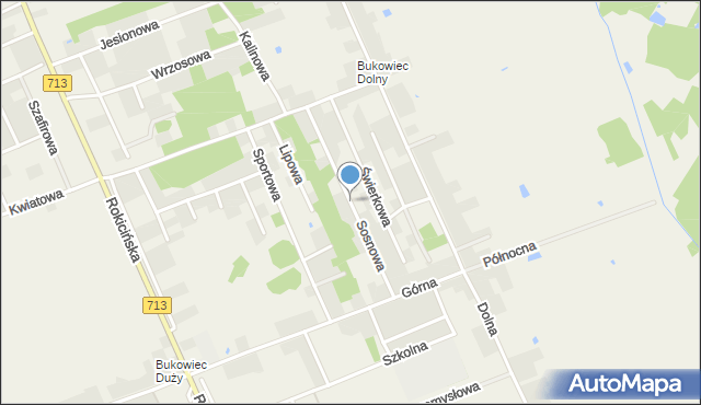 Bukowiec gmina Brójce, Sosnowa, mapa Bukowiec gmina Brójce