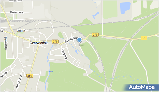 Czerwieńsk, Sosnowa, mapa Czerwieńsk