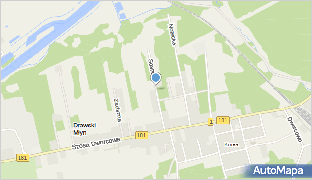 Drawski Młyn, Sosnowa, mapa Drawski Młyn