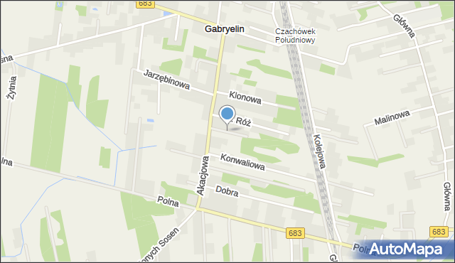 Gabryelin, Sosnowa, mapa Gabryelin