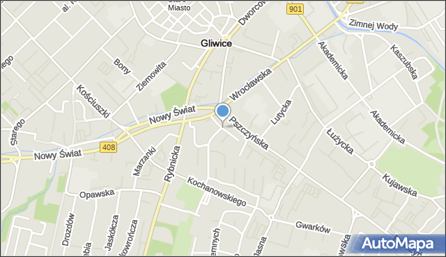 Gliwice, Sobótki, mapa Gliwic