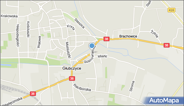 Głubczyce, Sosnowiecka, mapa Głubczyce