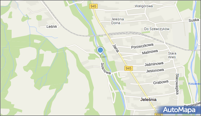 Jeleśnia, Sosnowa, mapa Jeleśnia