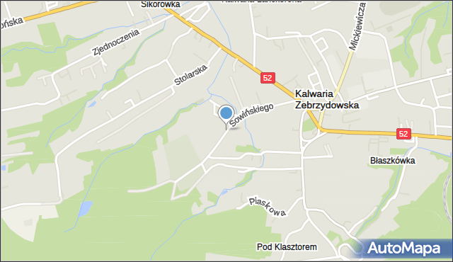 Kalwaria Zebrzydowska, Sowińskiego Józefa, gen., mapa Kalwaria Zebrzydowska