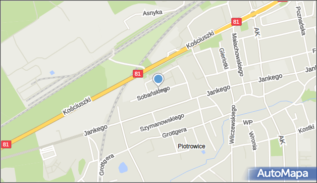 Katowice, Sobańskiego Mariana, mapa Katowic