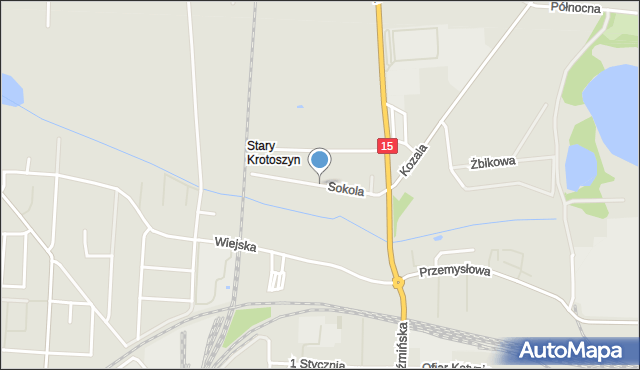 Krotoszyn, Sokola, mapa Krotoszyna