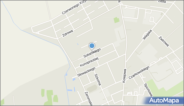 Łosice, Sokalskiego Eugeniusza, mapa Łosice