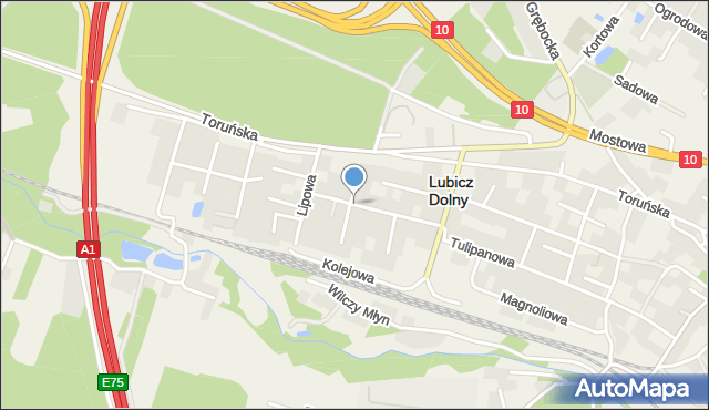 Lubicz Dolny, Sosnowa, mapa Lubicz Dolny