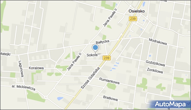 Osielsko, Sokola, mapa Osielsko